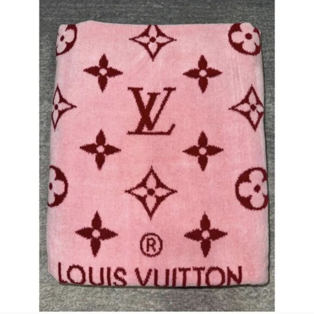 Louis Vuitton Pink Red Escale Monogram Classic Logo Bath/Beach Towel
